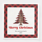 Rustic Buffalo Christmas Napkin Editable Template Serviette (Vorderseite)