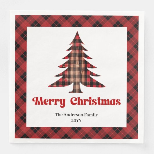 Rustic Buffalo Christmas Napkin Editable Template Serviette (Vorderseite)