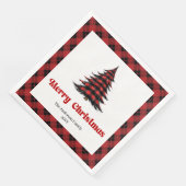 Rustic Buffalo Christmas Tree Napkin Editable Serviette (Ecke)