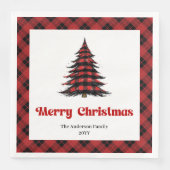 Rustic Buffalo Christmas Tree Napkin Editable Serviette (Vorderseite)