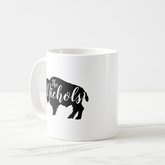 Rustic Buffalo Family Monogram Kaffeetasse (Vorderseite Links)
