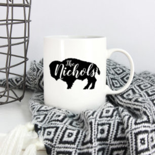 Rustic Buffalo Family Monogram Kaffeetasse