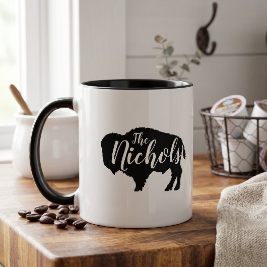 Rustic Buffalo Family Monogram Tasse