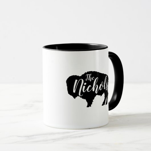Rustic Buffalo Family Monogram Tasse (VorderseiteRechts)
