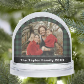 Rustic Buffalo Green and Black Plaid Family Photo Schneekugeln