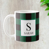 Rustic Buffalo Green & Black Plaid Monogram Name Kaffeetasse