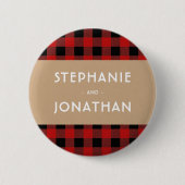 Rustic Buffalo Kariert & Kraft Wedding Button (Vorderseite)