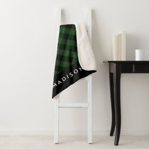Rustic Buffalo Kariert   Personalisiert Sherpa Bla Sherpadecke