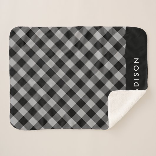 Rustic Buffalo Kariert | Personalisiert Sherpa Bla Sherpadecke (Vorderseite (Horizontal))