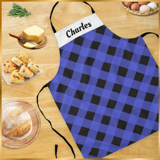 Rustic Buffalo Karo Blue Christmas Kitchen Schürze
