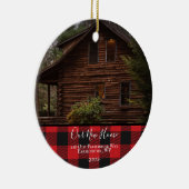 Rustic Buffalo Karo NEW ZUHAUSE Foto Weihnachten Keramik Ornament (Rechts)