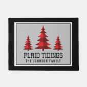 Rustic Buffalo Karo Weihnachtsbaumen Monogram Fußmatte (Vorderseite)