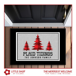 Rustic Buffalo Karo Weihnachtsbaumen Monogram Fußmatte