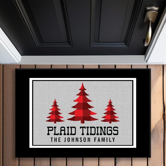 Rustic Buffalo Karo Weihnachtsbaumen Monogram Fußmatte