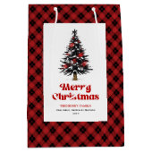 Rustic buffalo plaid Christmas bag personalized Mittlere Geschenktüte (Vorderseite)