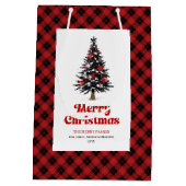 Rustic buffalo plaid Christmas bag personalized Mittlere Geschenktüte (Rückseite)