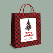 Rustic buffalo plaid Christmas bag personalized Mittlere Geschenktüte