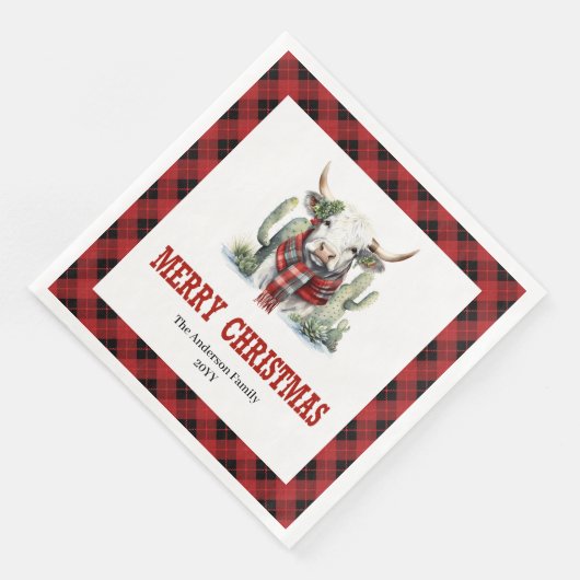 Rustic buffalo plaid Christmas napkins for party Serviette (Ecke)