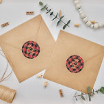 Rustic Buffalo Plaid Holiday Return Address Runder Aufkleber<br><div class="desc">Add your return address with ease this Christmas with these simple yet very trendy stickers. The design is easy to personalize with your name and address andd more color options are available.</div>