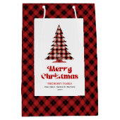 Rustic buffalo plaid tree gift bag personalized mittlere geschenktüte (Vorderseite)