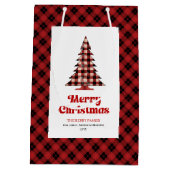 Rustic buffalo plaid tree gift bag personalized mittlere geschenktüte (Rückseite)
