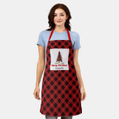 Rustic Buffalo Plaid Tree Personalized Name Apron  Schürze (Getragen)