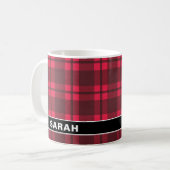 Rustic Buffalo Red Plaid Name Christmas Kaffeetasse (Vorderseite Links)