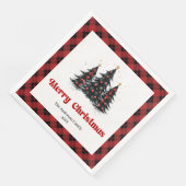 Rustic Buffalo Tree Napkin Holiday Party Design Serviette (Ecke)
