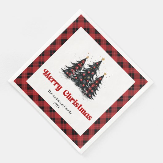 Rustic Buffalo Tree Napkin Holiday Party Design Serviette (Ecke)