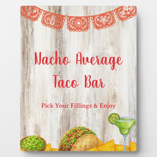 Rustic Build Your Own Taco Bar Sign | Farmhouse Fotoplatte (Vorderseite)
