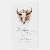 Rustic Bull Skull Floral Western Hochzeit Willkomm Acrylschild (Winkel)