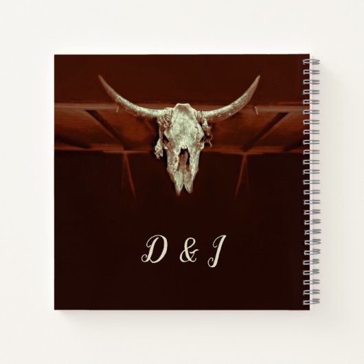 Rustic Bull Skull Hochzeitssemble Western Brawn Co Notizblock (Rückseite)