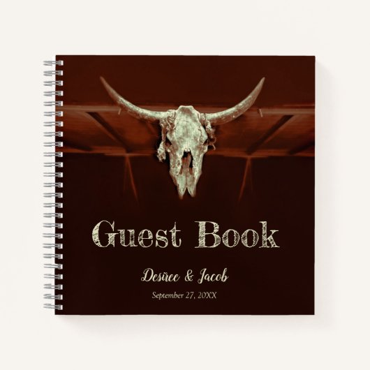 Rustic Bull Skull Hochzeitssemble Western Brawn Co Notizblock (Vorderseite)