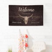 Rustic Bull Skull Wedding Western Land Willkommen Banner (Insitu)
