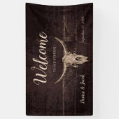 Rustic Bull Skull Wedding Western Land Willkommen Banner (Vertikal)