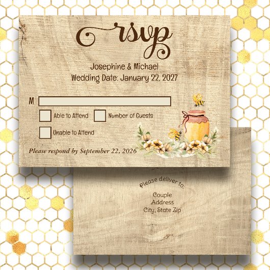 Rustic Bumble Beod Country Wedding RSVP Card Dankeskarte