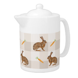 Rustic Bunnies And Carrots Beige Gingham Spring