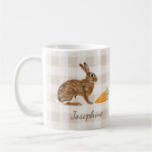 Rustic Bunny And Carrots With Name Beige Gingham Kaffeetasse (Links)