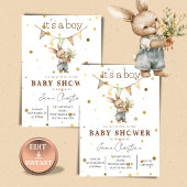 Rustic Bunny Baby Boy Invitation Einladung