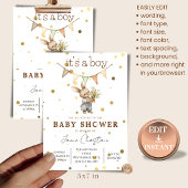 Rustic Bunny Baby Boy Invitation Einladung