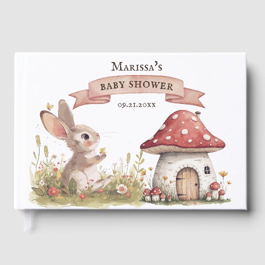 Rustic Bunny Baby Showbook Gästebuch (Vorderseite)