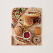 Rustic Burger Hot dog Pizza French Fries Donut Puzzle (Vertikal)