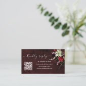 Rustic Burgund QR Code UAWG Wedding Website Begleitkarte (Stehend Vorderseite)