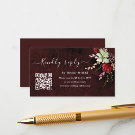 Rustic Burgund QR Code UAWG Wedding Website Begleitkarte