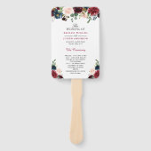 Rustic Burgund Red Blue Floral Wedding Program Fächer (Vorderseite)