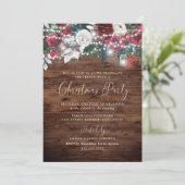 Rustic Burgund Red Festive Light Garden Weihnachte Einladung (Stehend Vorderseite)