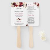 Rustic Burgund Red Floral Classic Wedding Program Fächer (Vorne und Hinten)