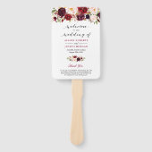 Rustic Burgund Red Floral Classic Wedding Program Fächer (Vorderseite)