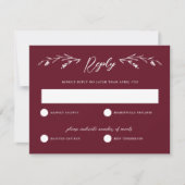 Rustic Burgund Wildblume Wedding RSVP Card Einladung (Vorderseite)