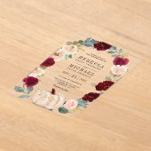 Rustic Burgundy and Peach Floral Pumpkin Wedding Acryleinladungen (Ablage )